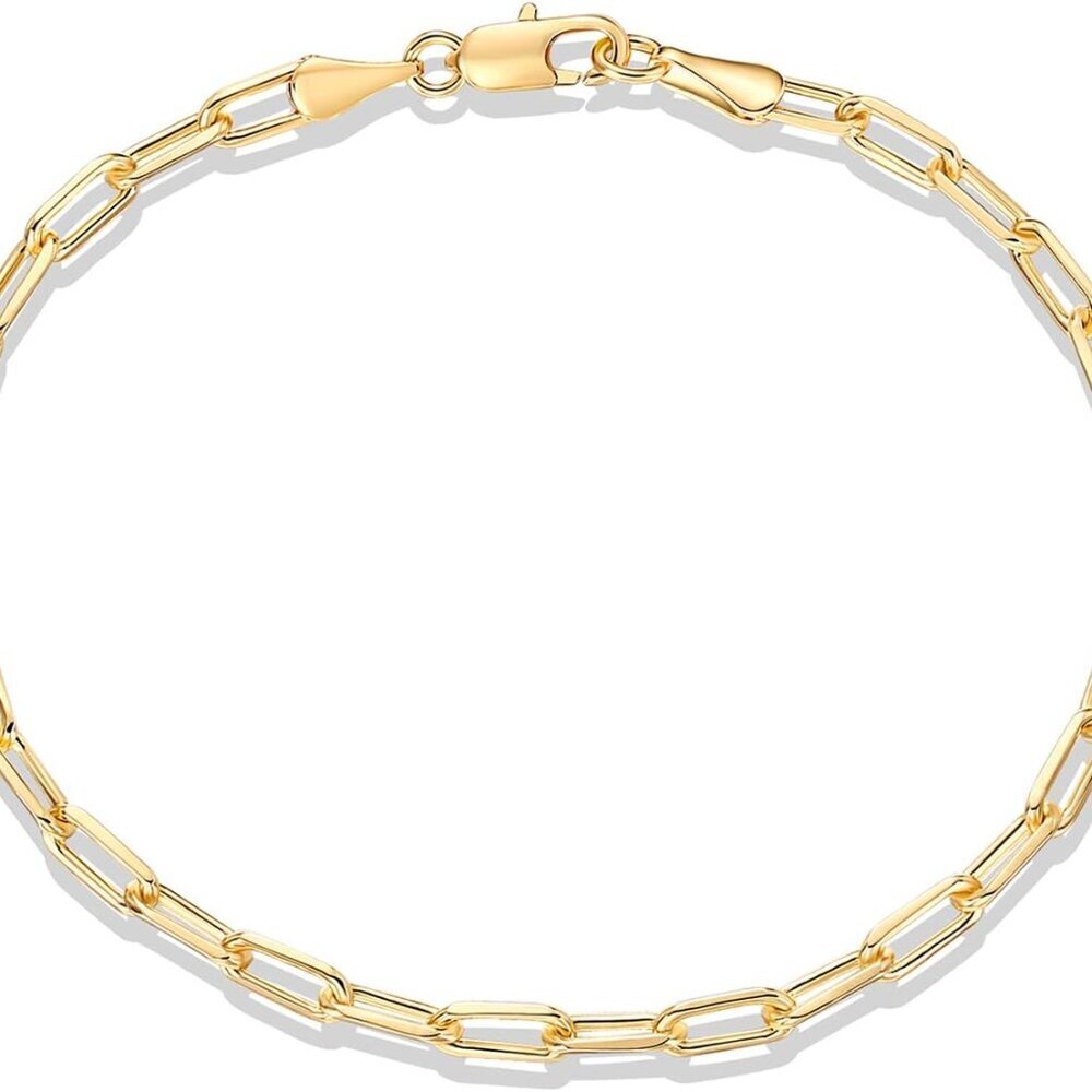 14K Gold Plated Paperclip/Curb/Figaro Chain Adjustable Bracelet for Women